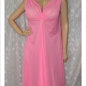 VTG 1960 LUCIE ANN HOT PINK Cape Nightgown 36